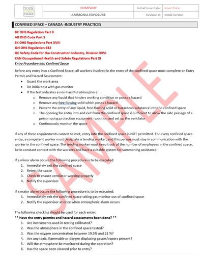 Confined Space - Canada - Industry Practices
