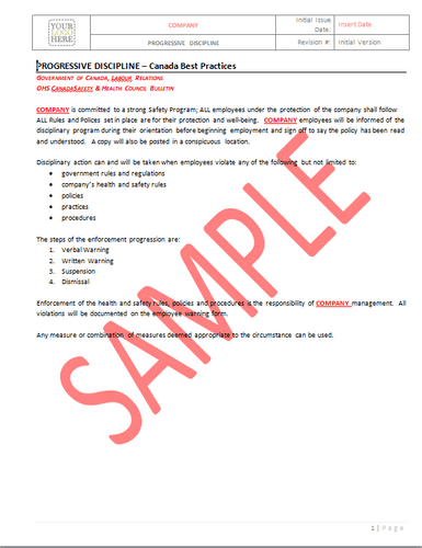 Progressive Discipline - Canada Industry Practice RAVS