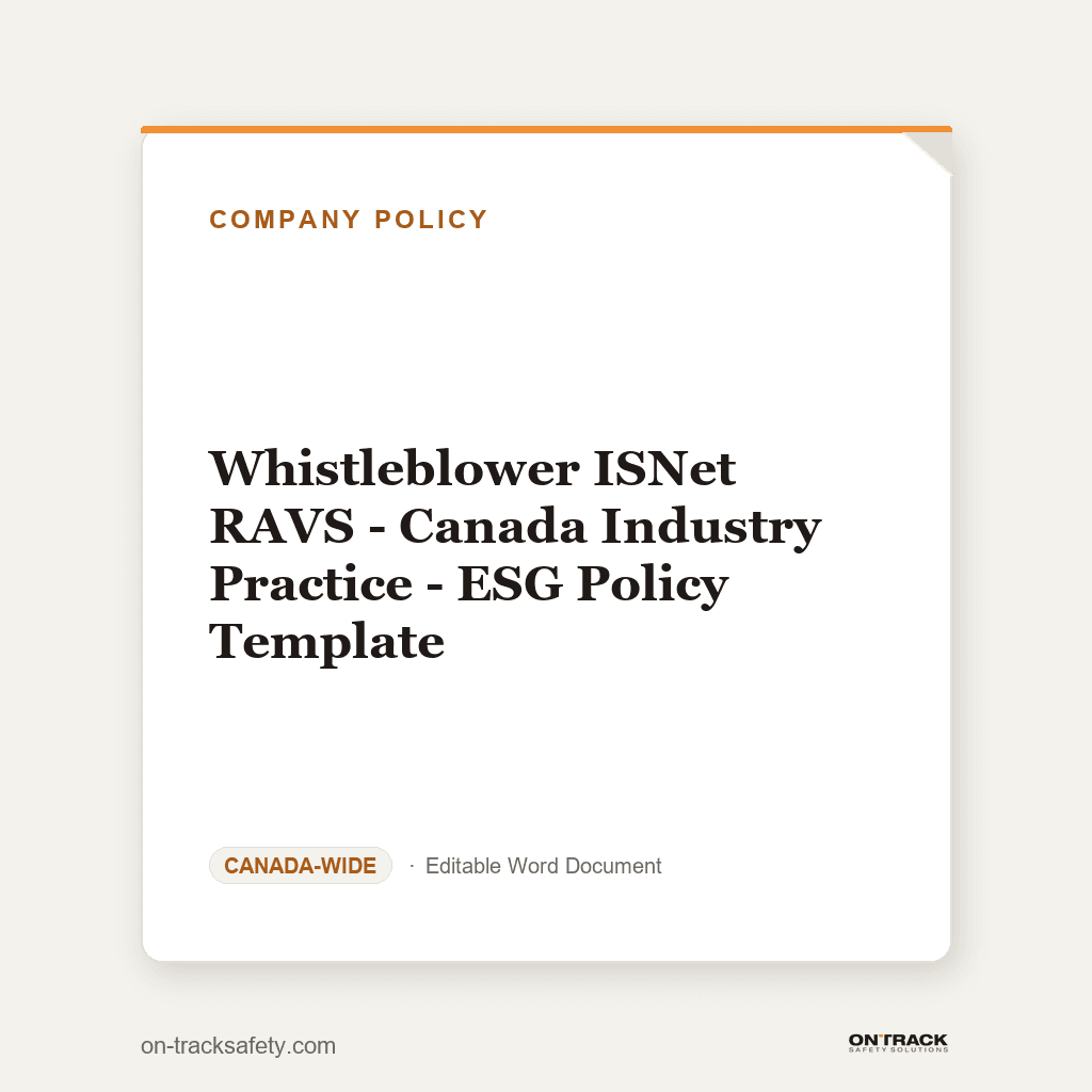 Whistleblower ISNet RAVS - Canada Industry Practice - ESG Policy Template